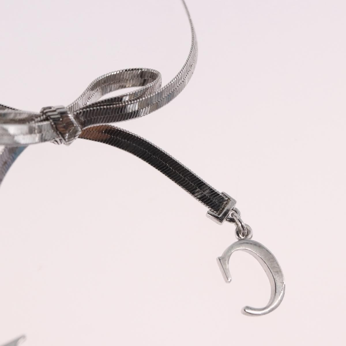 Christian Dior Vintage Ribbon Bow Snake Chain Metal Silver Metal Bracelet Jewelry (Pre-Owned)