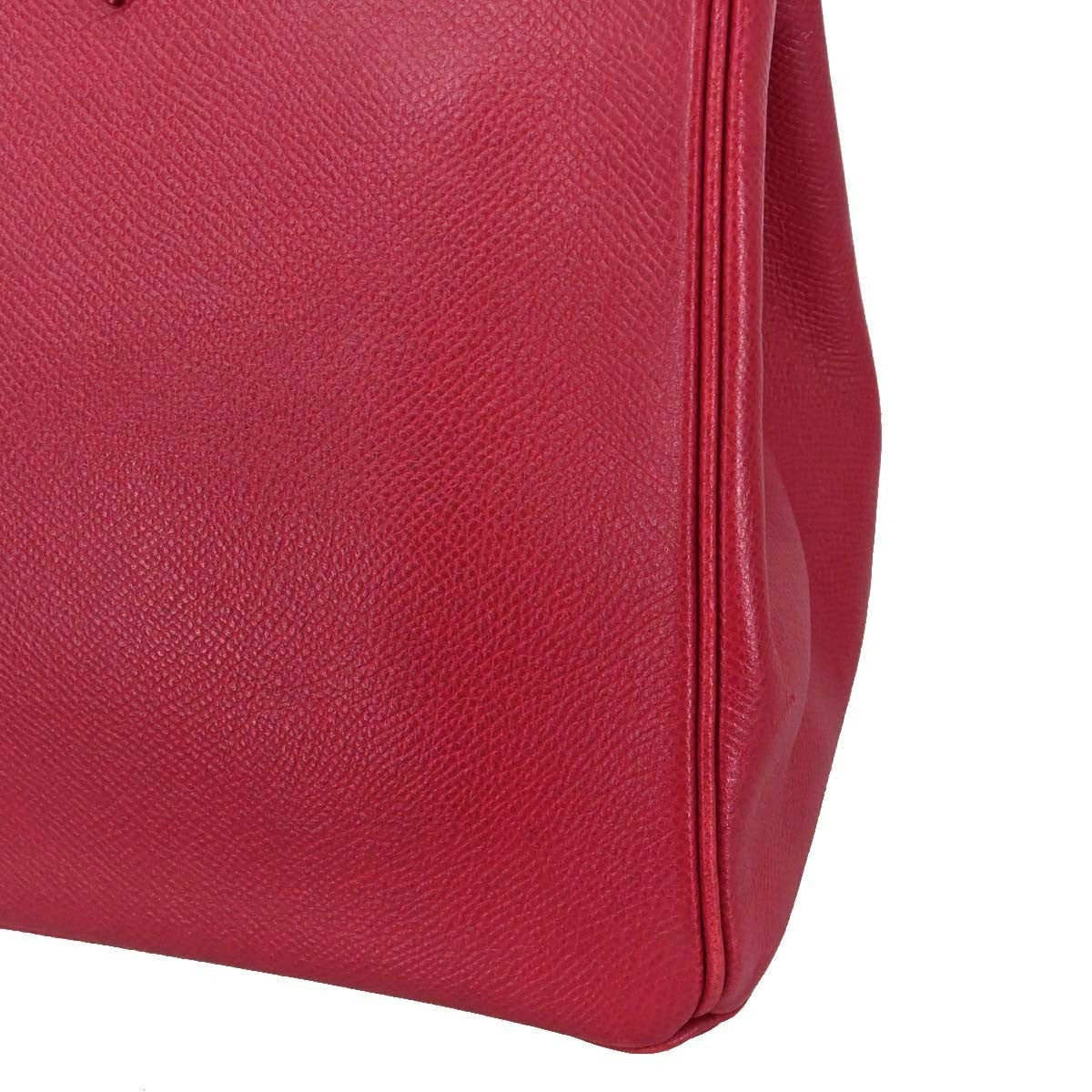 Hermes Birkin Red Courchevel With Gold Hardware Red Leather Handbag (Pre-Owned)