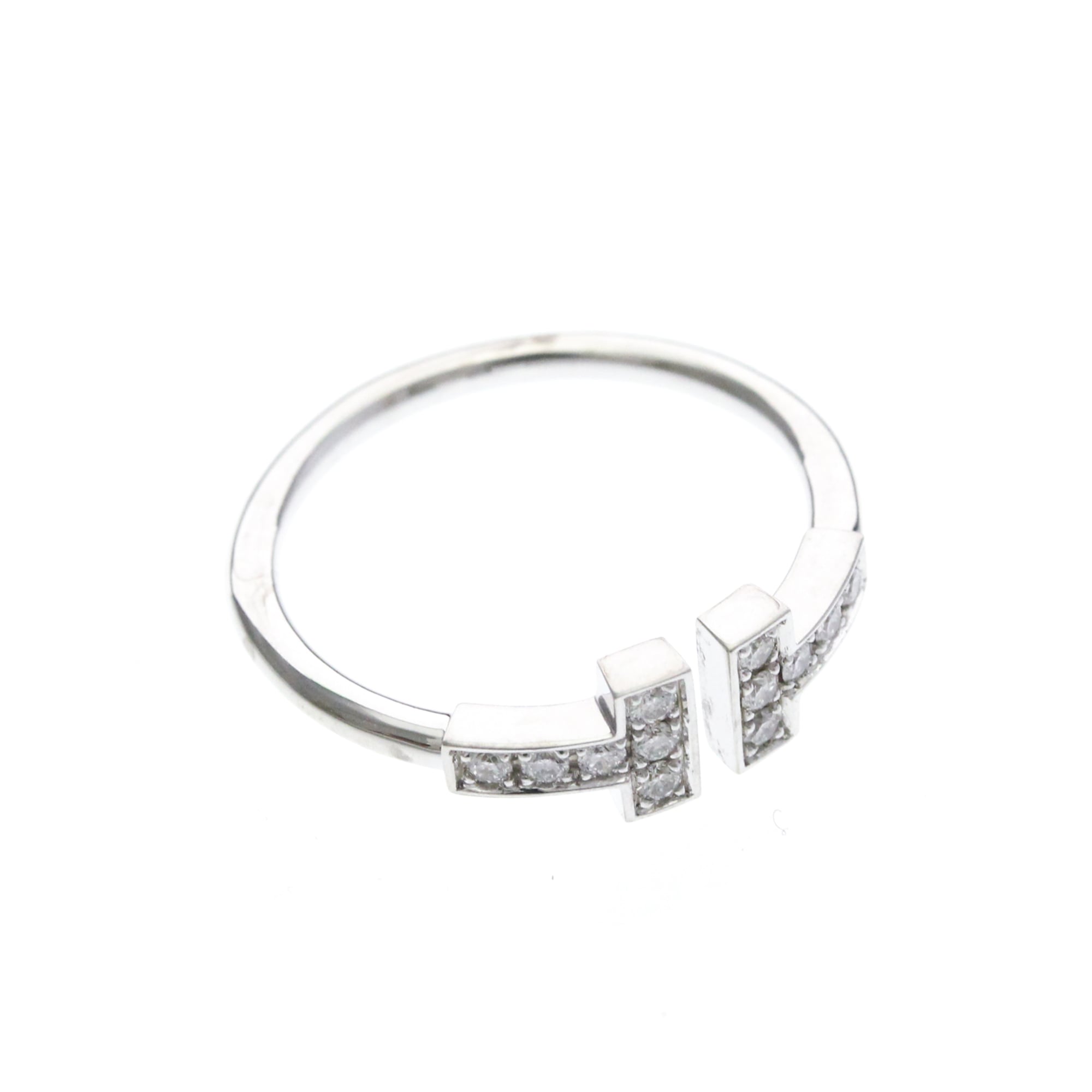 Tiffany & Co. T Wire 18K White Gold Silver White_Gold Ring Jewelry (Pre-Owned)