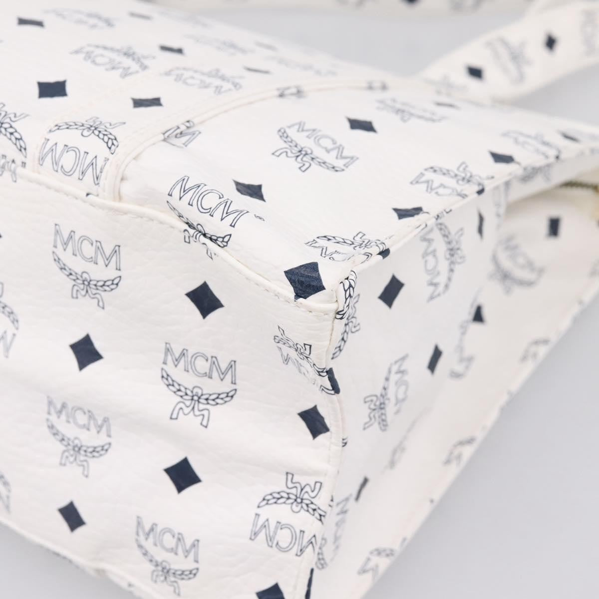 MCM Vintage Visetos Canvas White Canvas Tote Bag Bag (Pre-Owned)