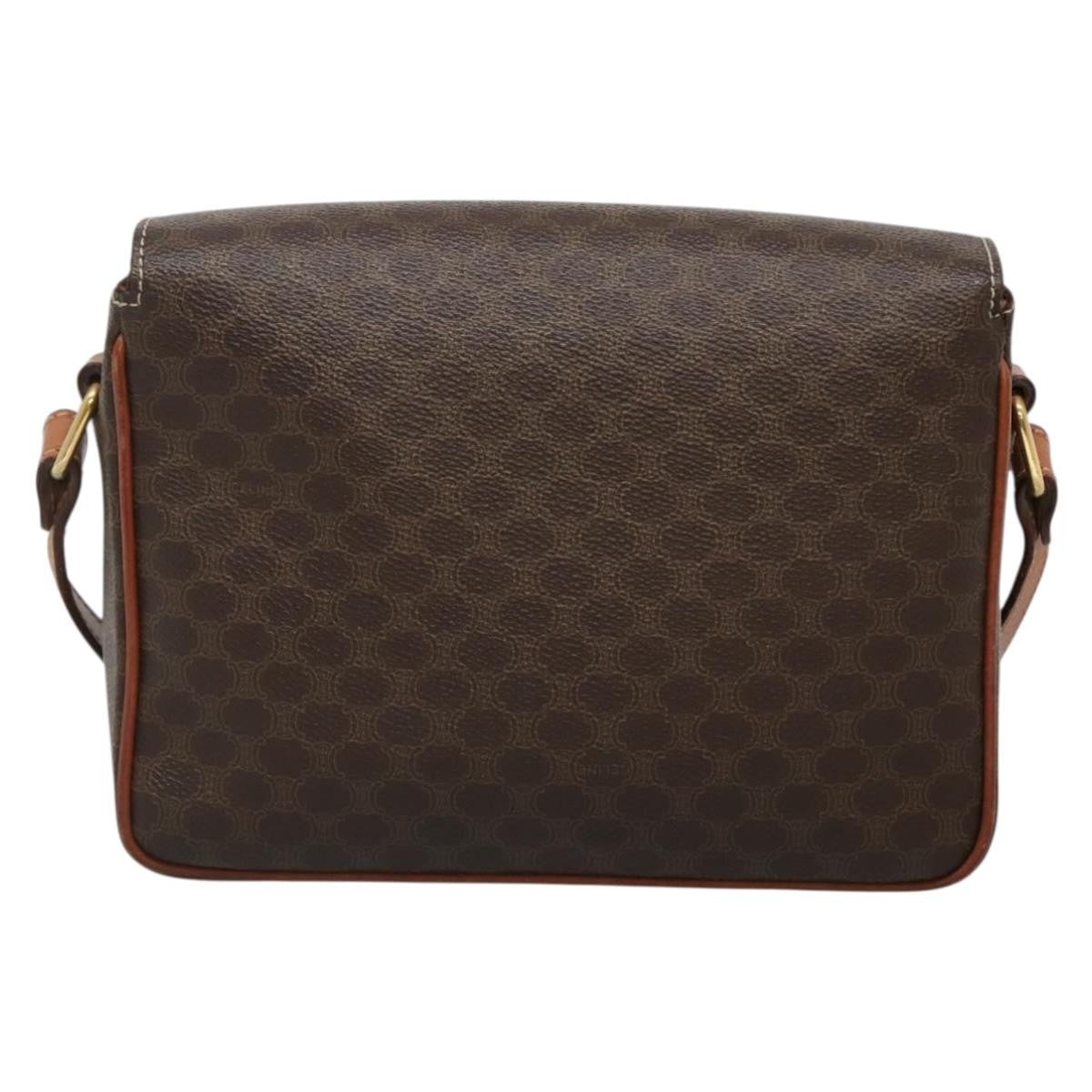 Celine Vintage Macadam Canvas And Leather Brown Canvas Shoulder Bag Bag (Pre-Owned)
