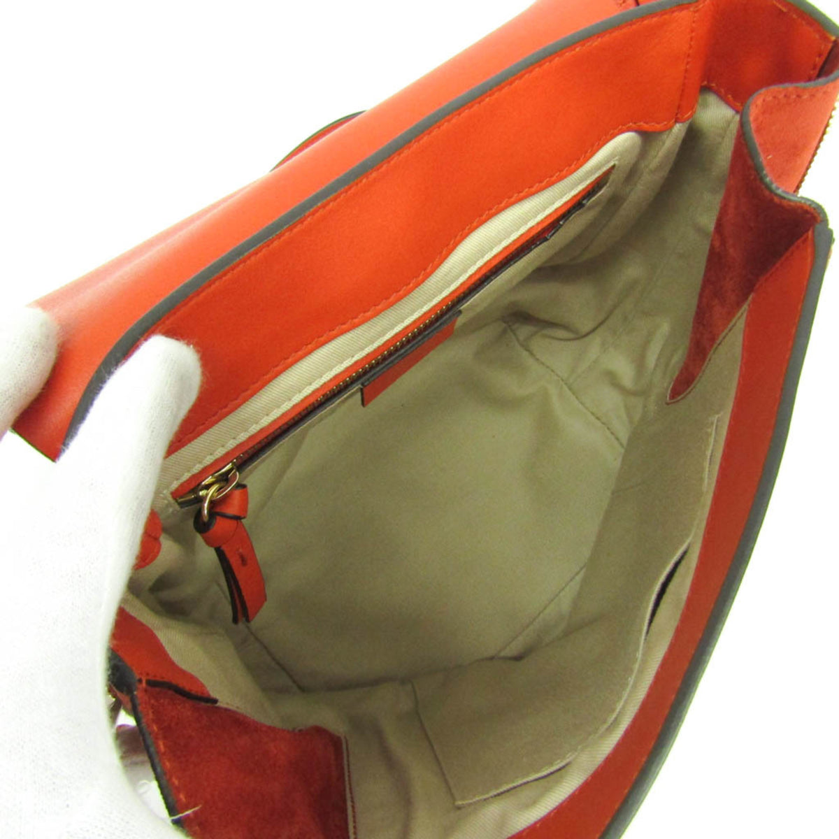 Chloe Faye Leather And Suede Orange Leather Backpack Bag (Pre-Owned)
