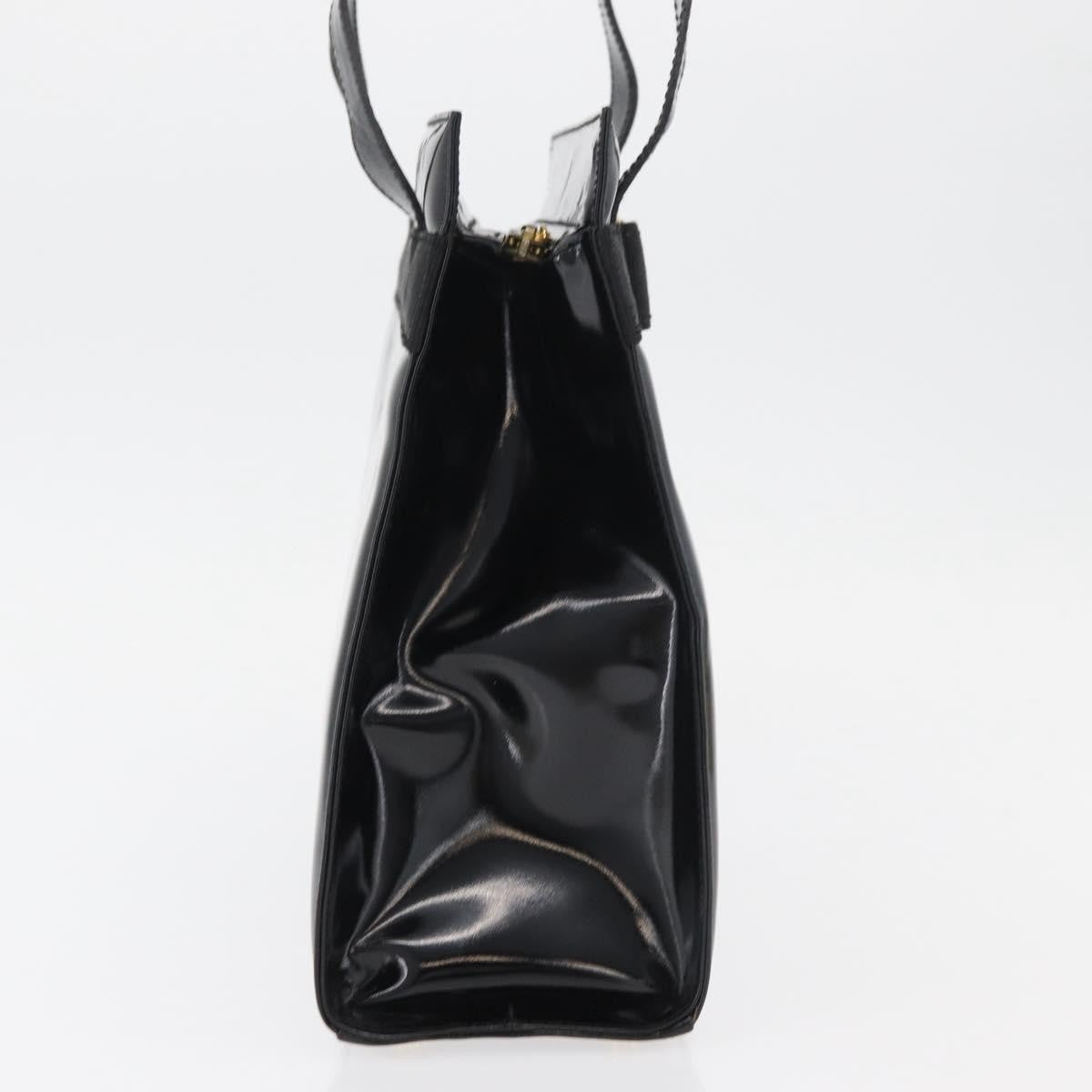 Salvatore Ferragamo Vala Patent Leather Black Patent_Leather Handbag (Pre-Owned)