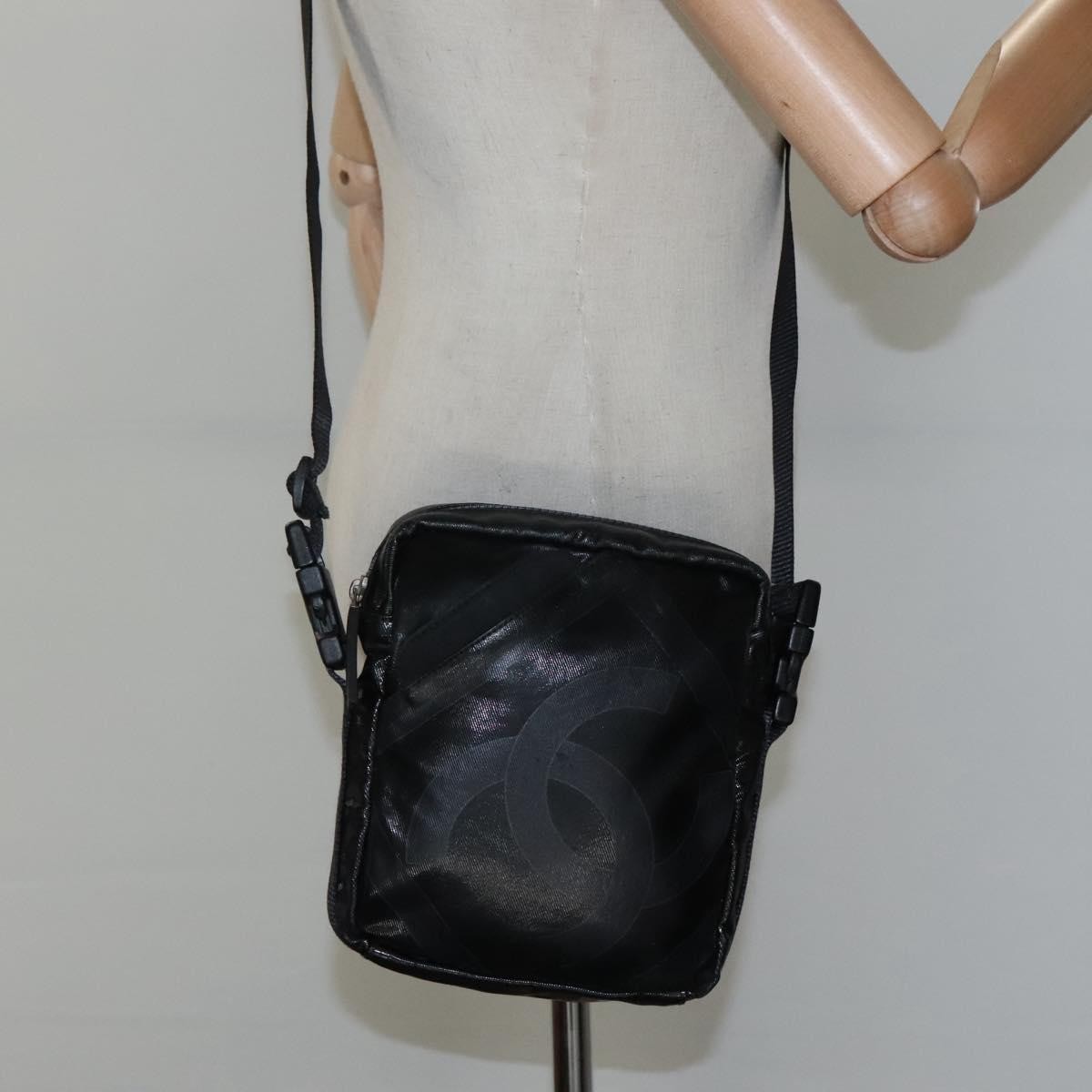 Chanel Sport Line Messenger Coated Canvas Black Canvas Shoulder Bag Bag (Pre-Owned)