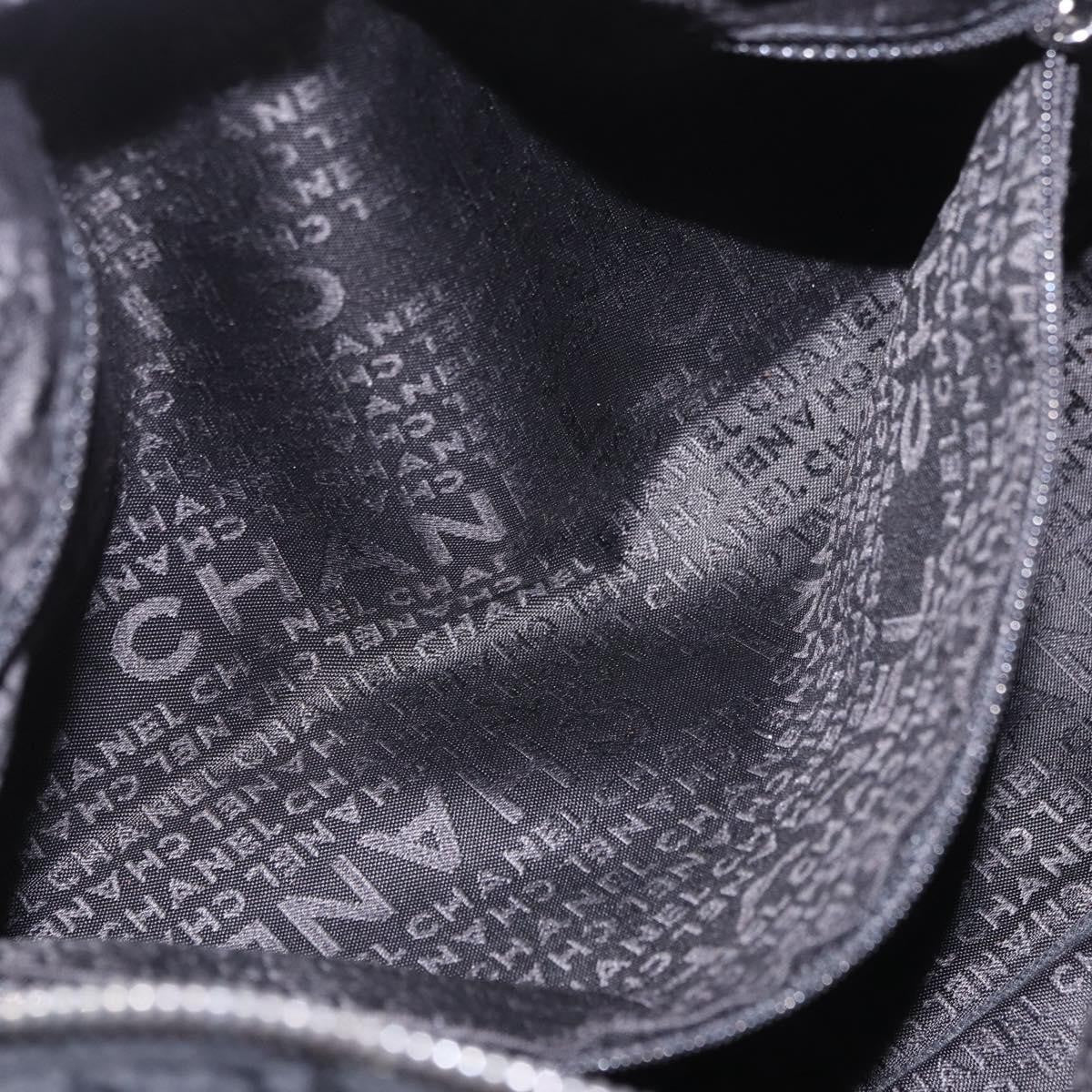 Chanel Square Stitch Boston Quilted Nylon Black Nylon Handbag (Pre-Owned)