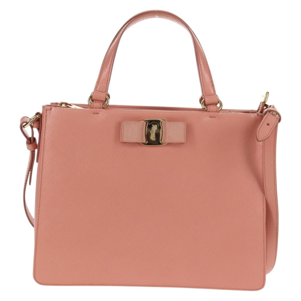 Salvatore Ferragamo Vala Leather Pink Leather Handbag (Pre-Owned)