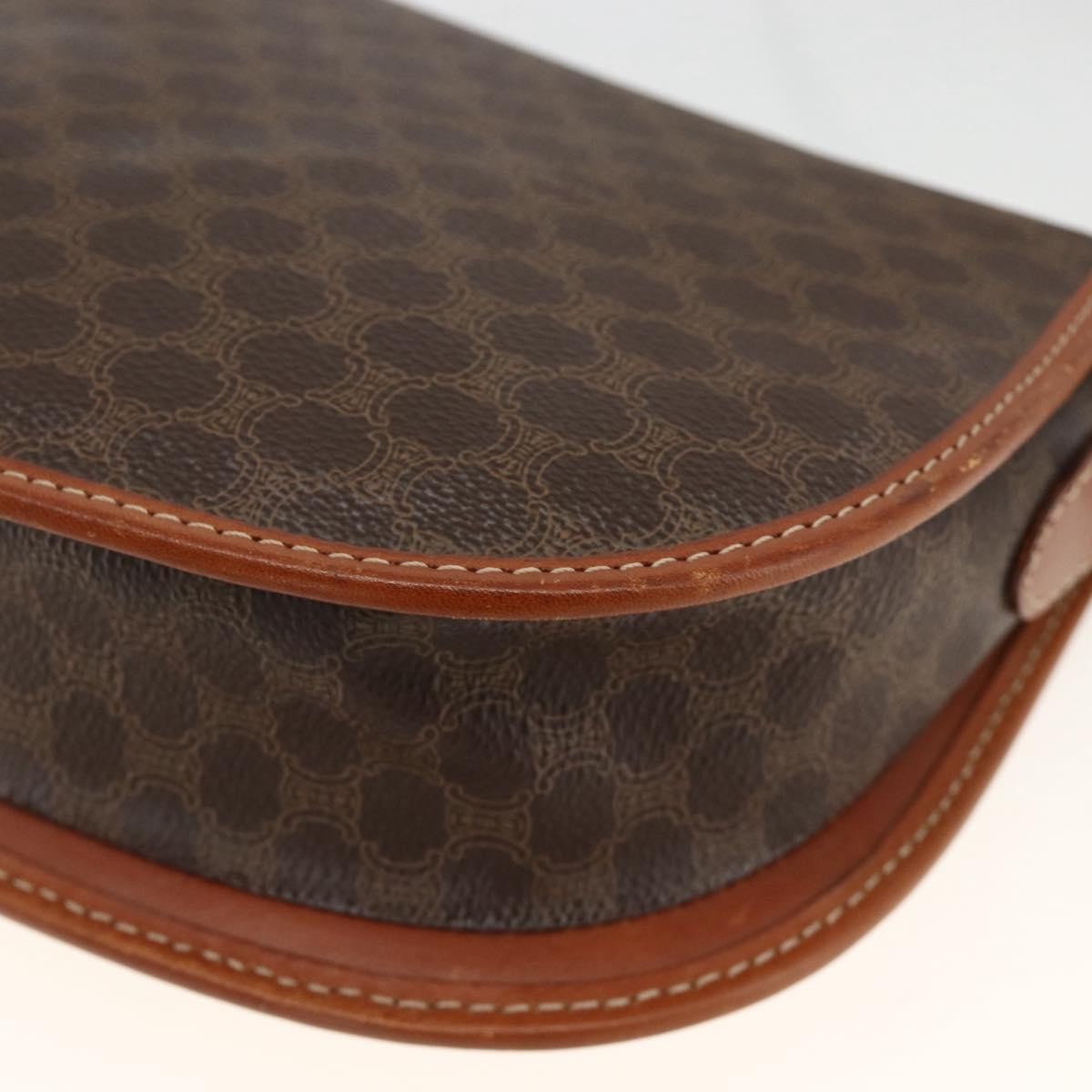 Celine Vintage Macadam Canvas And Leather Brown Canvas Shoulder Bag Bag (Pre-Owned)