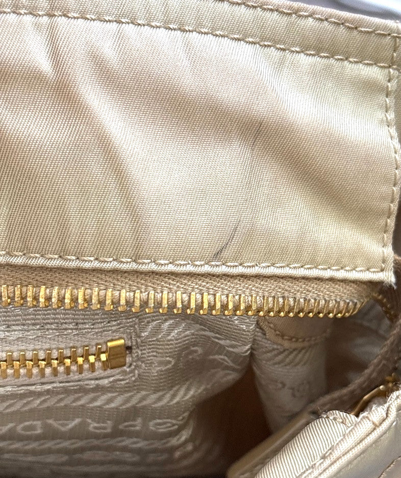 Prada Re-Edition 1978 Pocket Re-Nylon With Saffiano Leather Beige Nylon Tote Bag Bag (Pre-Owned)