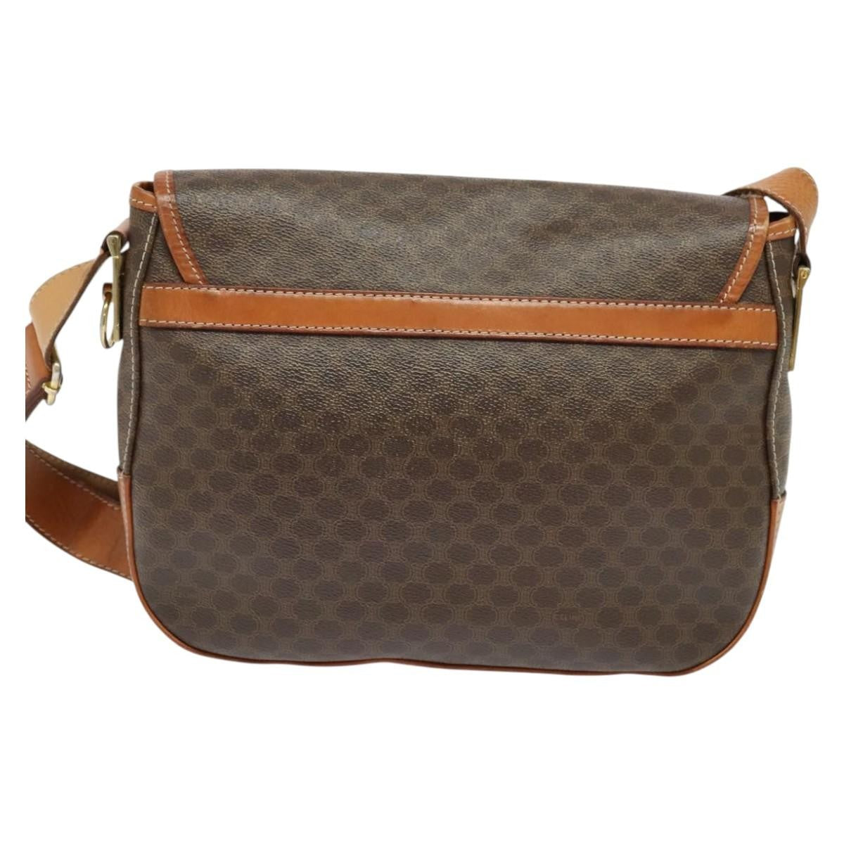 Celine Vintage Macadam Canvas And Leather Brown Canvas Shoulder Bag Bag (Pre-Owned)
