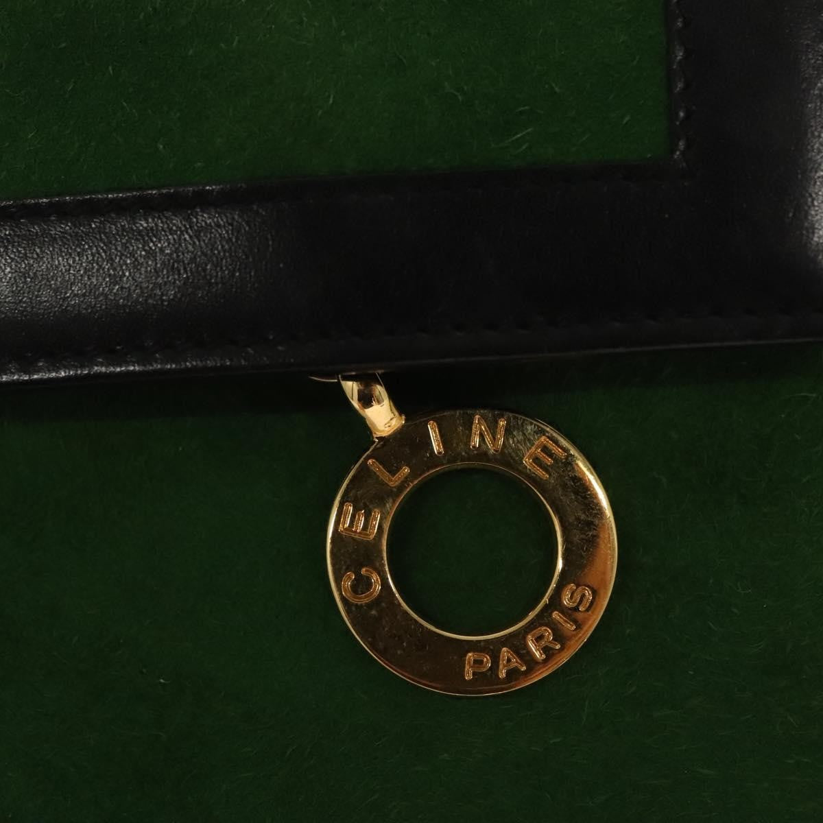 Celine Circle Logo Suede Green Suede Clutche & Pouche Bag (Pre-Owned)