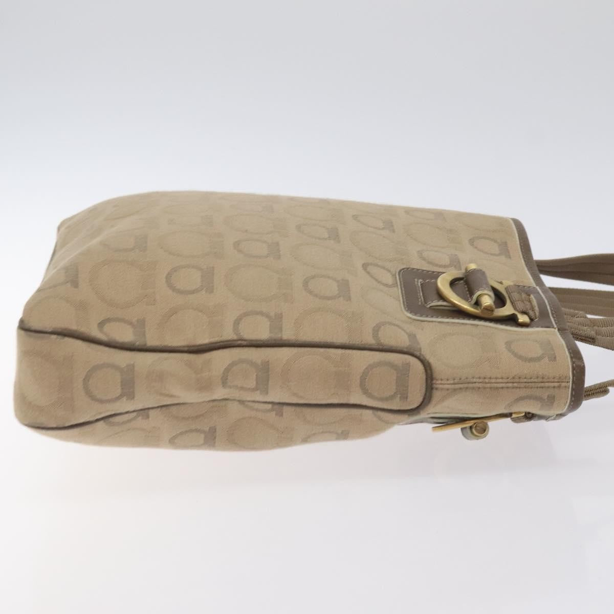 Salvatore Ferragamo Gancini Tote Gancini Canvas Beige Canvas Tote Bag Bag (Pre-Owned)