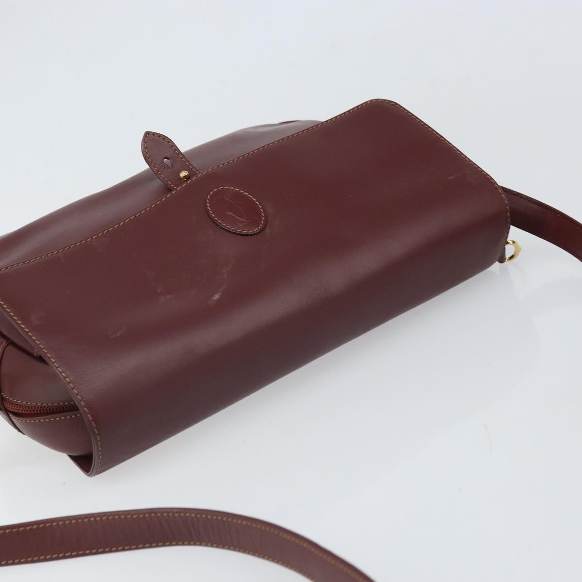 Cartier Must De Cartier Leather Burgundy Leather Shoulder Bag Bag (Pre-Owned)