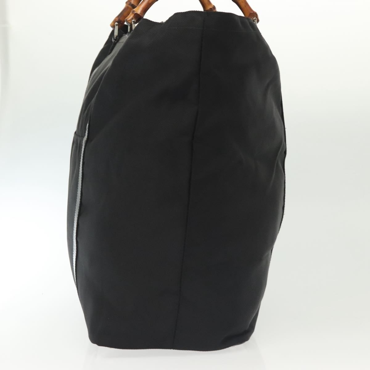 Gucci Bamboo Daily Tote Leather Black Nylon Tote Bag Bag (Pre-Owned)