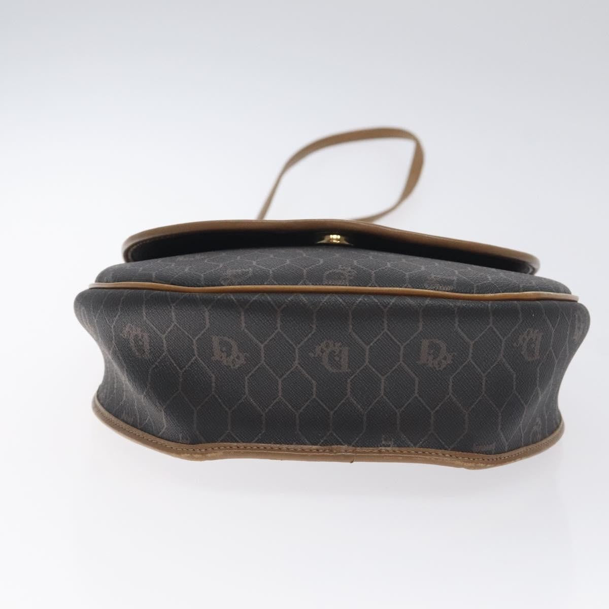 Christian Dior Vintage Honeycomb Flap Coated Canvas Black Canvas Shoulder Bag Bag (Pre-Owned)