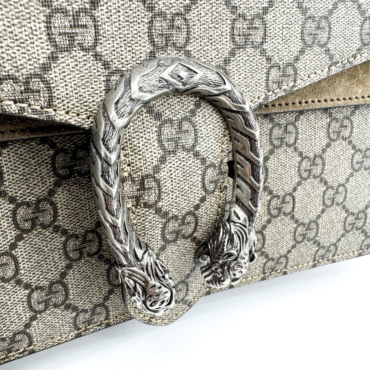 Gucci Dionysus Gg Coated Canvas Brown Suede Handbag (Pre-Owned)