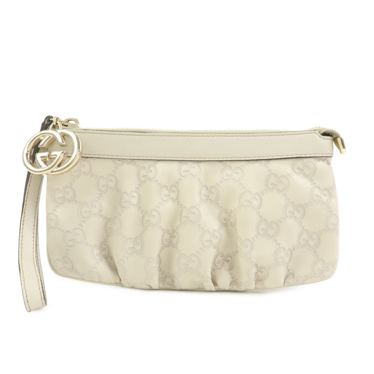 Gucci Heart Wristlet Guccissima Leather Beige Leather Clutche & Pouche Bag (Pre-Owned)