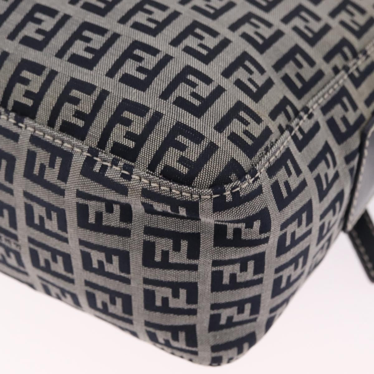 Fendi Shoulder Zucchino Canvas Navy Canvas Shoulder Bag Bag (Pre-Owned)