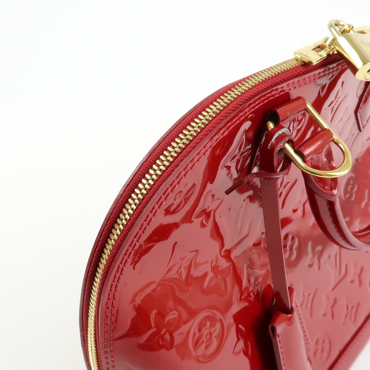 Louis Vuitton Alma Monogram Vernis Red Patent_Leather Handbag (Pre-Owned)