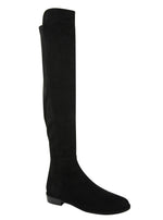 Stuart Weitzman Women's Black Suede Allgood Low Heel Knee Boot