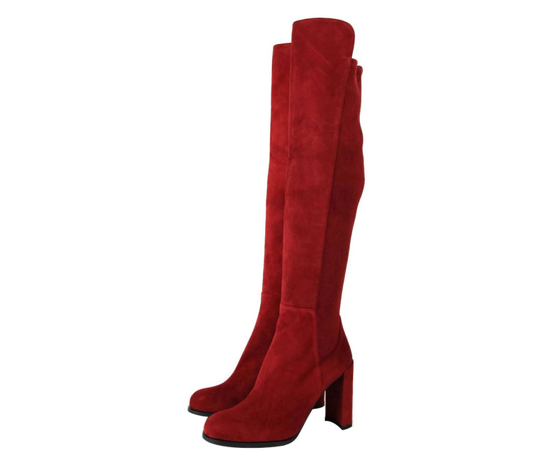 Stuart Weitzman Women's Alljill Scarlet Red Suede Over-the-knee Boot