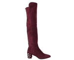 Stuart Weitzman Women's Bordeaux Suede Knee High Boot