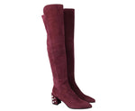 Stuart Weitzman Women's Bordeaux Suede Knee High Boot