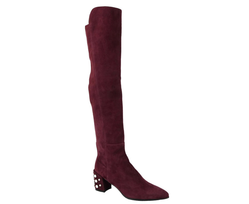 Stuart Weitzman Women's Bordeaux Suede Knee High Boot