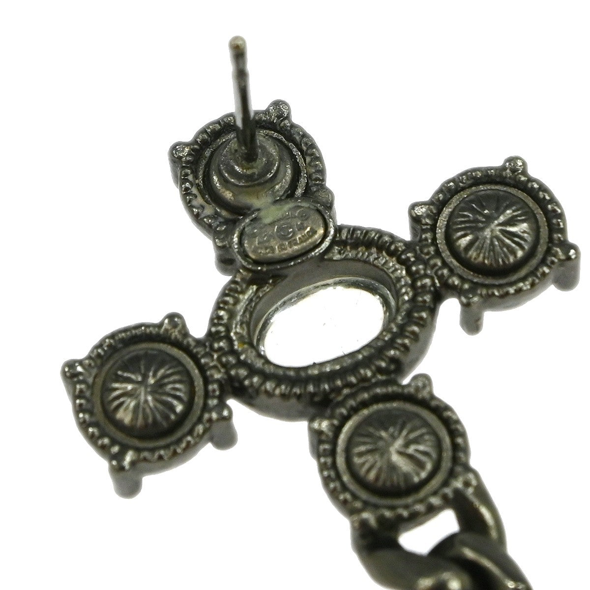 Chanel Cc Dangle Metal With Crystals Silver Silver_Plated Earrings Jewelry (Pre-Owned)