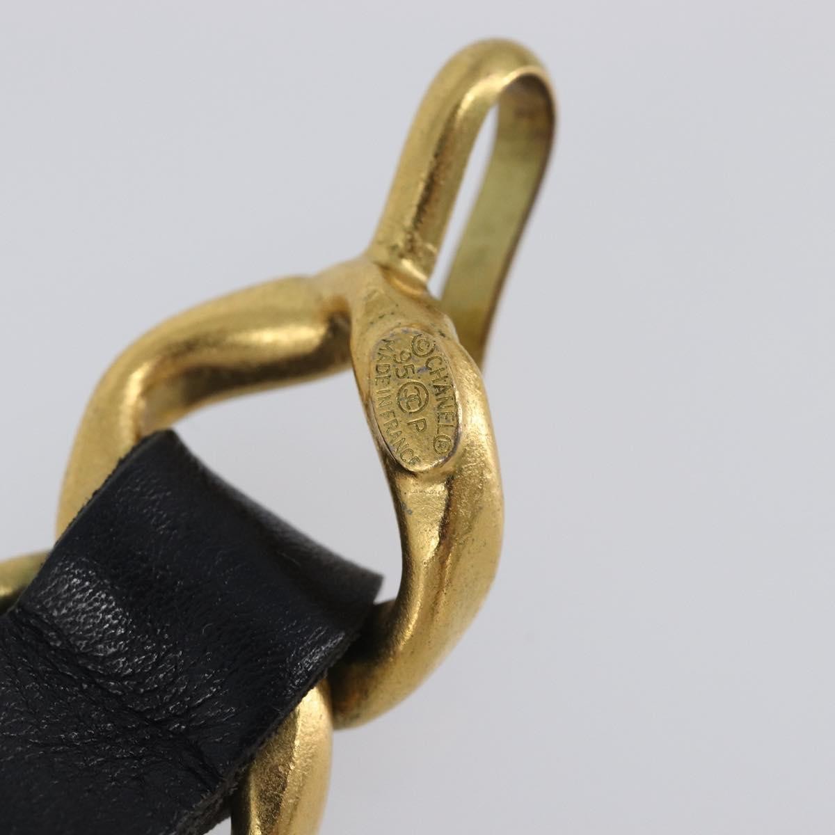 Chanel Vintage Chain Belt Metal And Leather Black Leather Belts Accessory (Pre-Owned)