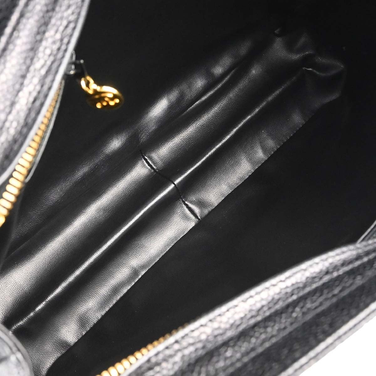 Chanel Triple Cc Chain Shoulder Caviar Leather Black Leather Shoulder Bag Bag (Pre-Owned)