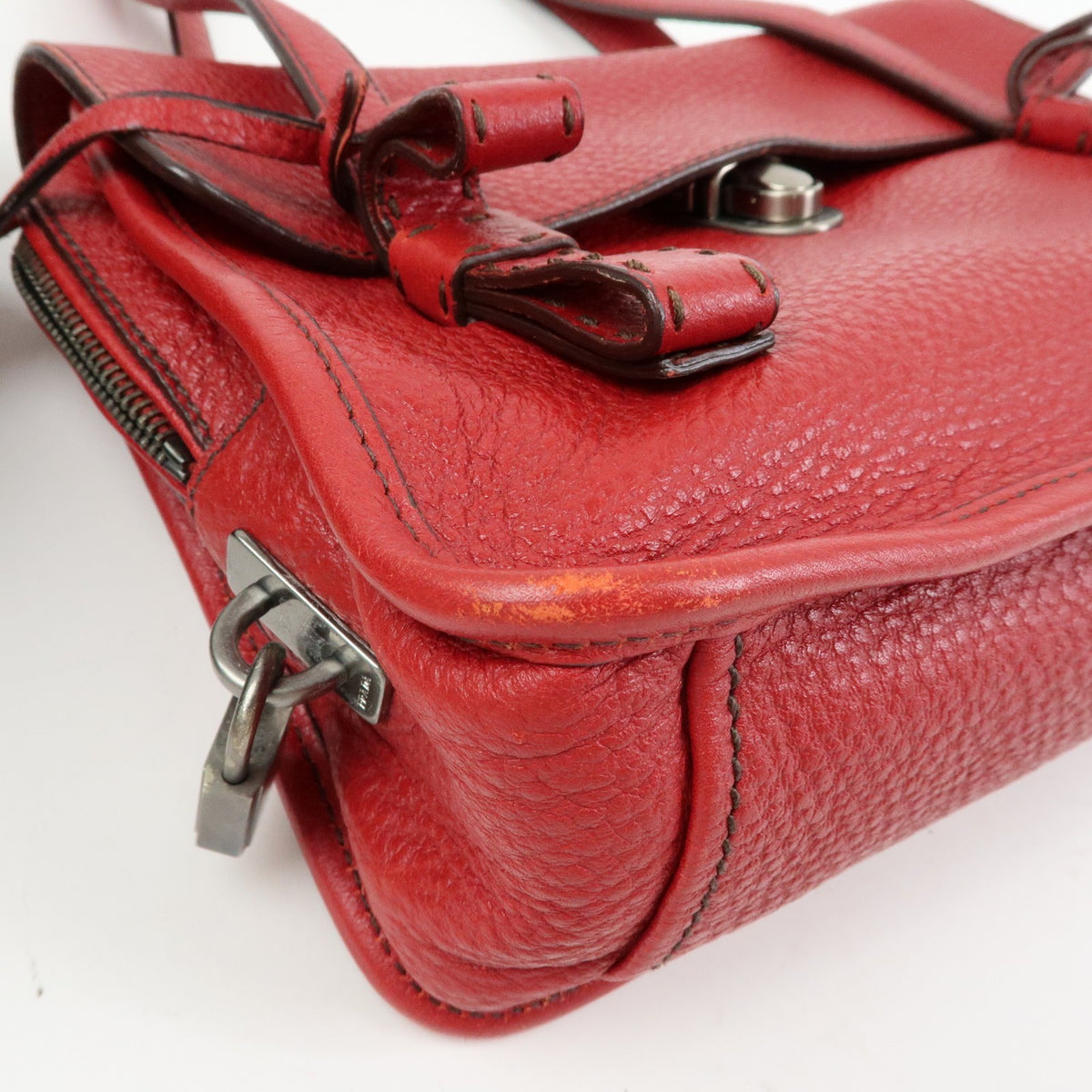 Prada Shoulder Leather Red Leather Shoulder Bag Bag (Pre-Owned)