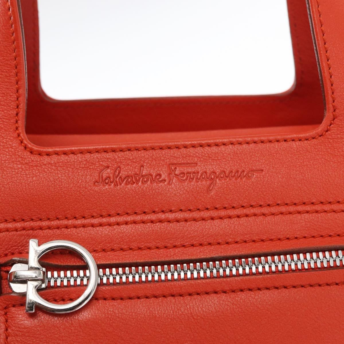Salvatore Ferragamo Gancini Leather Orange Leather Handbag (Pre-Owned)