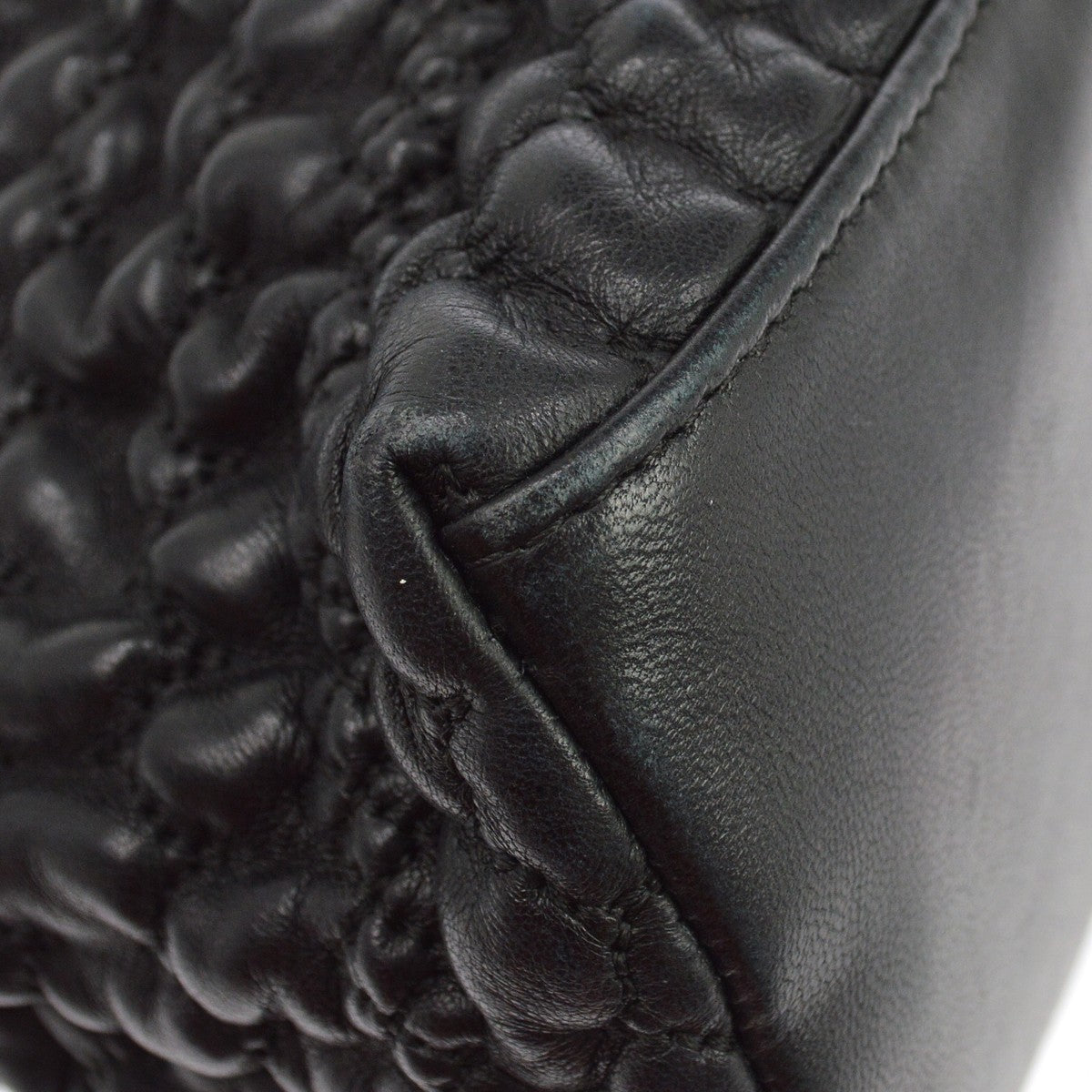 Chanel Hidden Chain Wrinkled Lambskin Black Leather Tote Bag Bag (Pre-Owned)