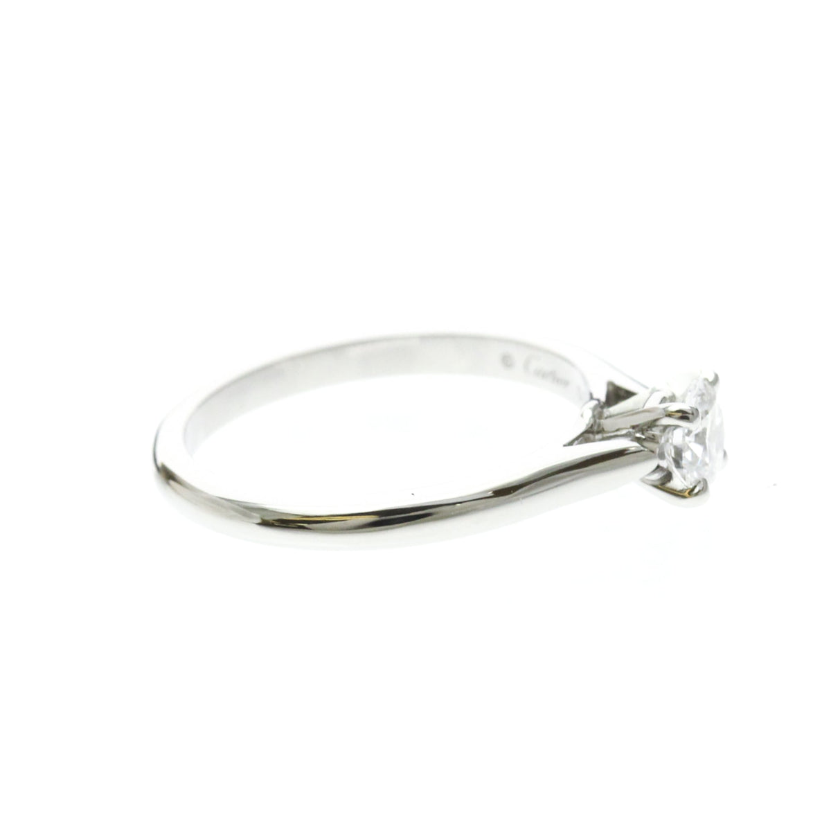 Cartier Solitaire 1895 18K White Gold With Rbc Diamond D/Vs1 Silver Platinum Ring Jewelry (Pre-Owned)