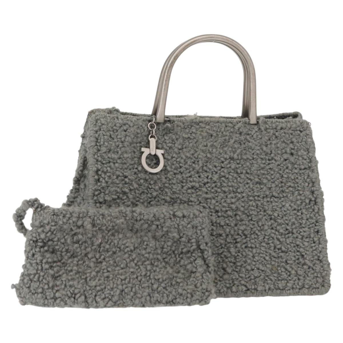 Salvatore Ferragamo Gancini Wool Gray Wool Handbag (Pre-Owned)