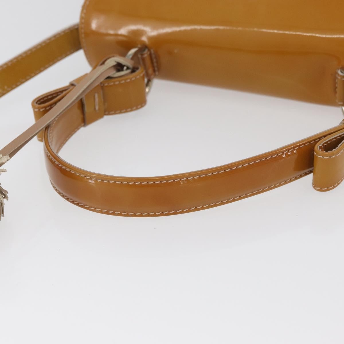 Salvatore Ferragamo Gancini Patent Leather Beige Patent_Leather Handbag (Pre-Owned)