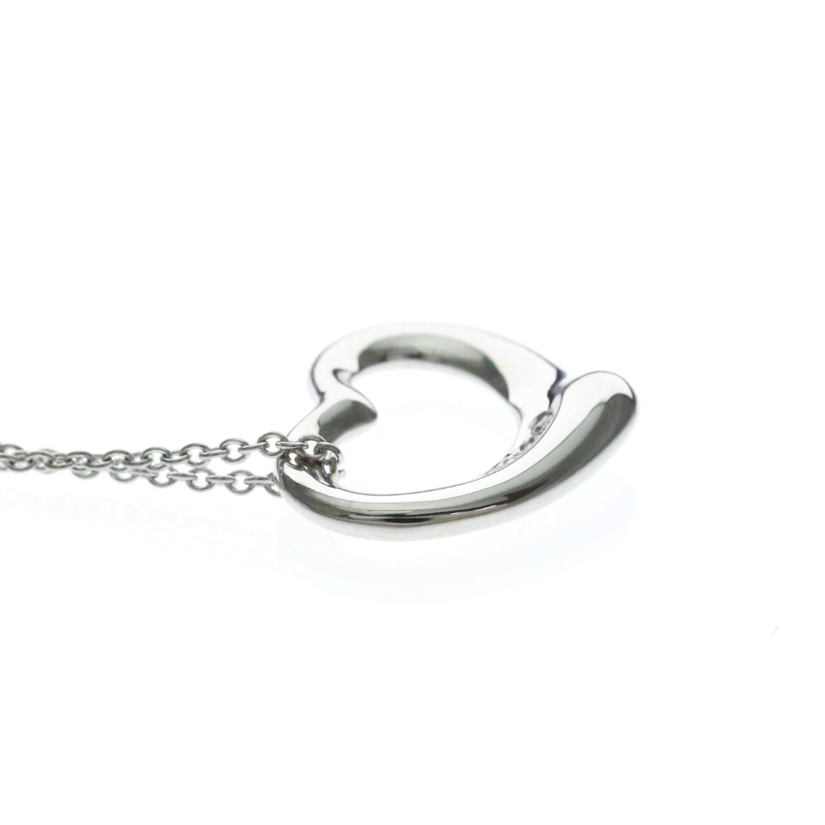Tiffany & Co. Elsa Peretti Open Heart 5 Diamonds Pendant Platinum And Diamonds Silver Platinum Necklace Jewelry (Pre-Owned)