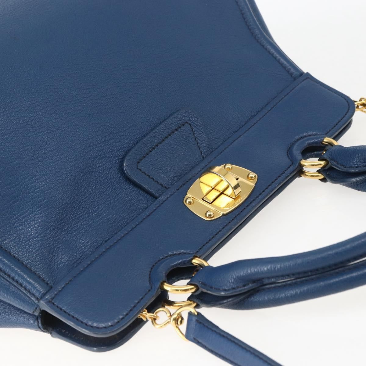Miu Miu Vintage Leather Blue Leather Tote Bag Bag (Pre-Owned)