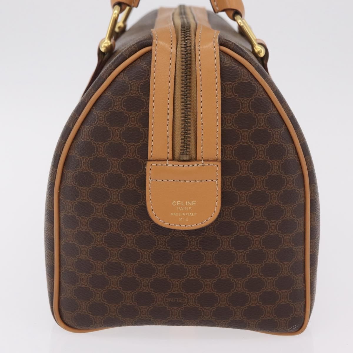 Celine Vintage Boston Macadam Coated Canvas Brown Pvc Handbag (Pre-Owned)