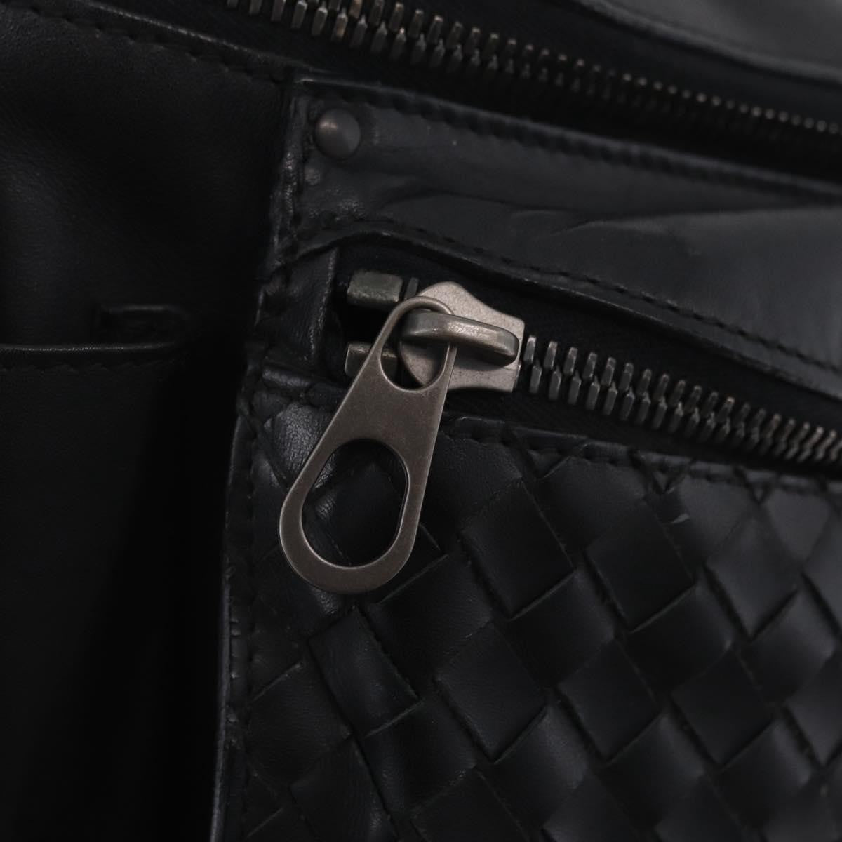Bottega Veneta Utility Waist Leather With Intrecciato Black Leather Shoulder Bag Bag (Pre-Owned)