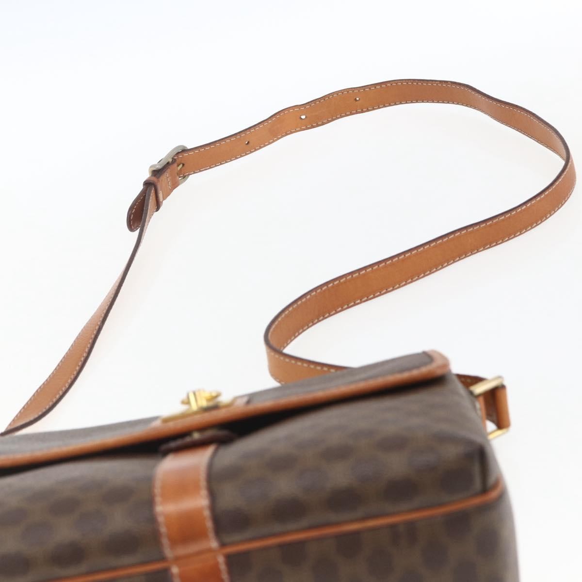 Celine Vintage Macadam Canvas And Leather Brown Canvas Shoulder Bag Bag (Pre-Owned)