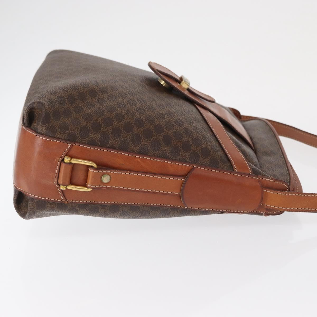 Celine Vintage Macadam Canvas And Leather Brown Canvas Shoulder Bag Bag (Pre-Owned)