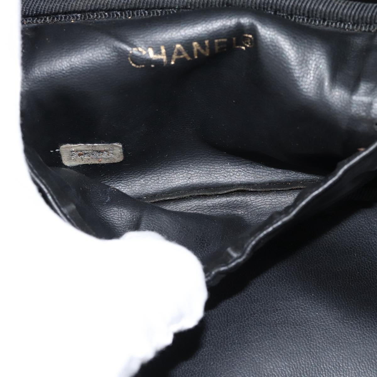 Fendi Vintage Cosmetic Case Pequin Canvas Black Patent_Leather Clutche & Pouche Bag (Pre-Owned)