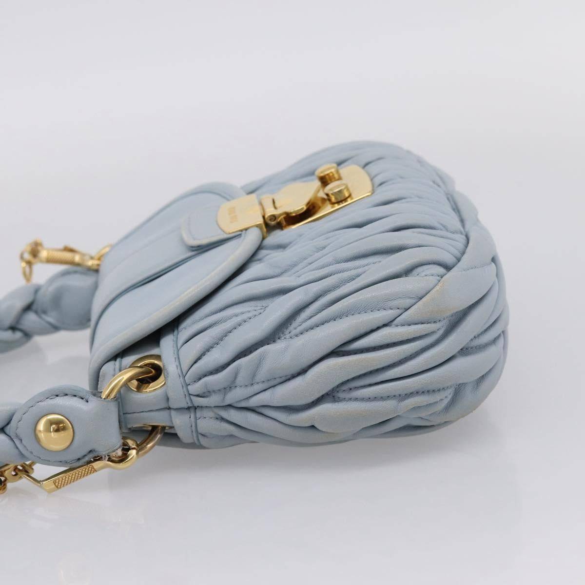 Miu Miu Coffer Hobo Matelasse Leather Blue Leather Handbag (Pre-Owned)