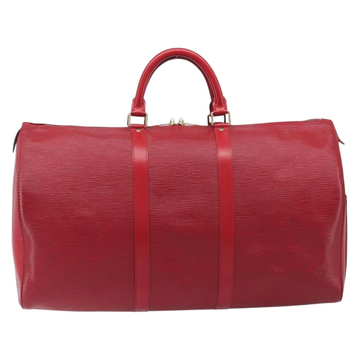 Louis Vuitton Keepall Epi Leather Red Leather Travel Bag Bag (Pre-Owned)