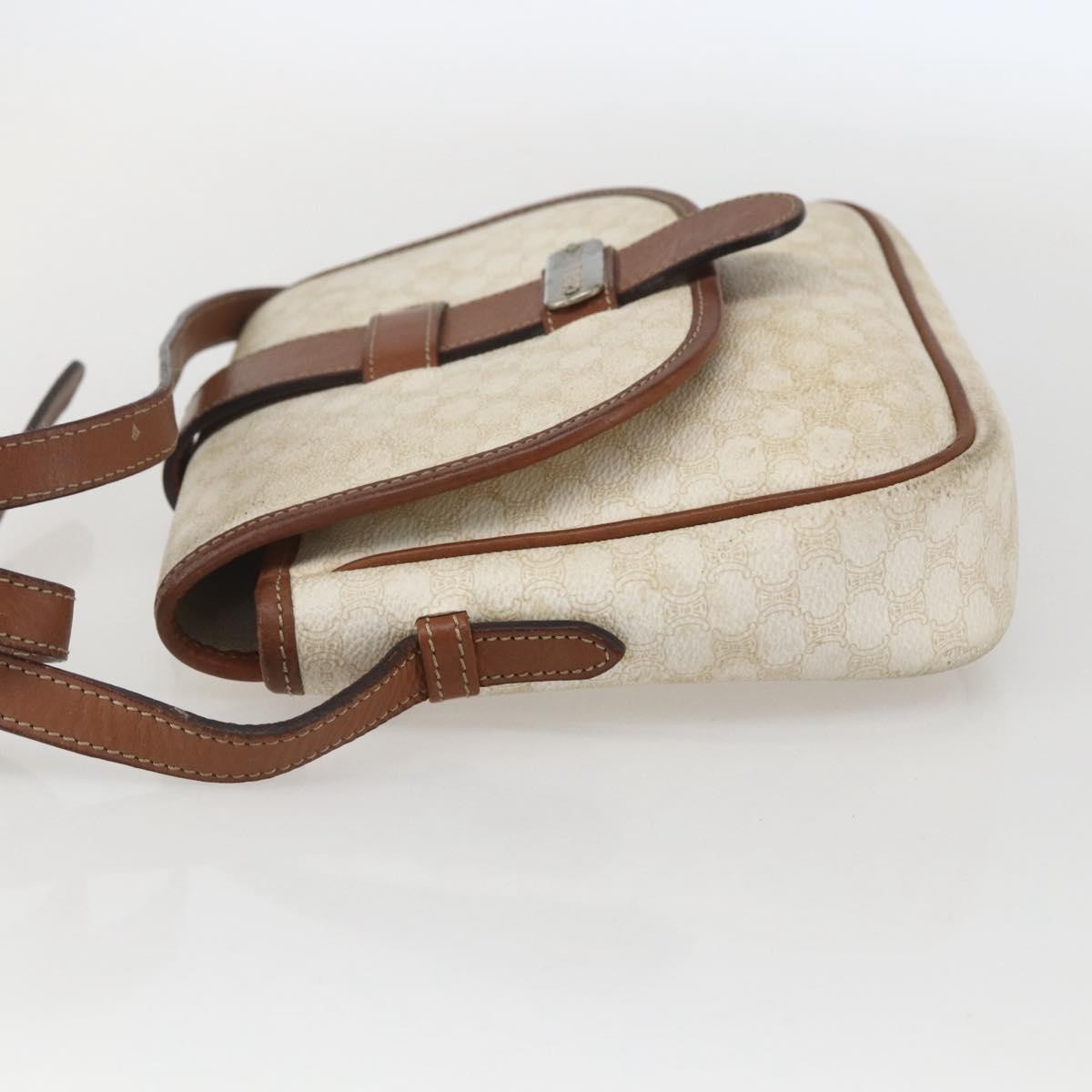 Celine Vintage Macadam Canvas And Leather White Canvas Shoulder Bag Bag (Pre-Owned)