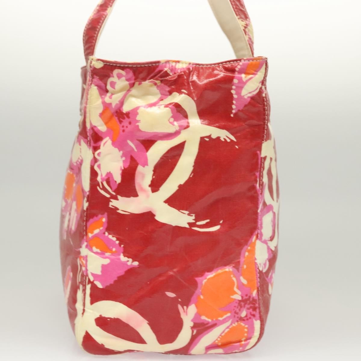 Chanel Vintage Floral Tote Patent Leather Red Patent_Leather Tote Bag Bag (Pre-Owned)