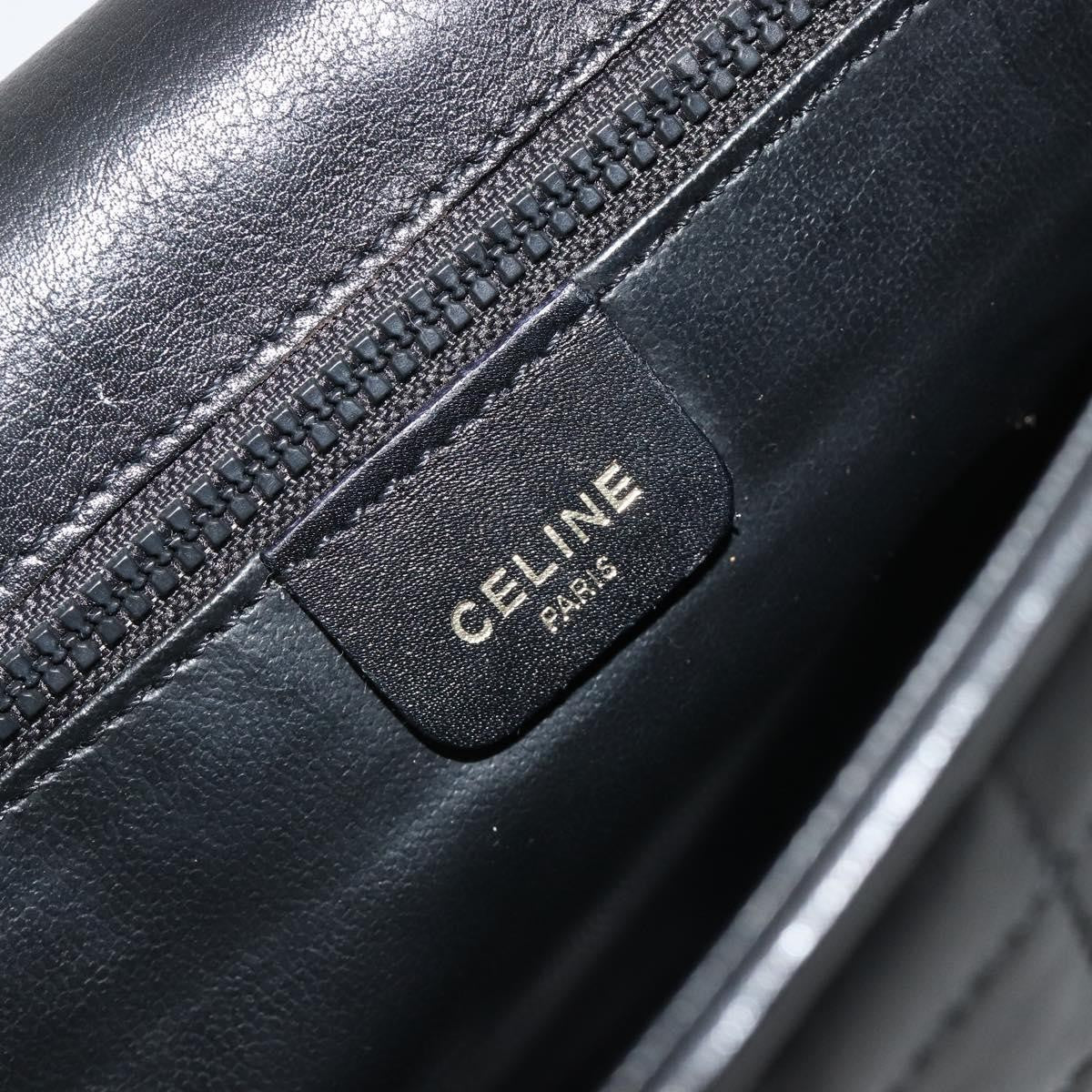 Celine Flap Shoulder Leather Black Leather Shoulder Bag Bag (Pre-Owned)