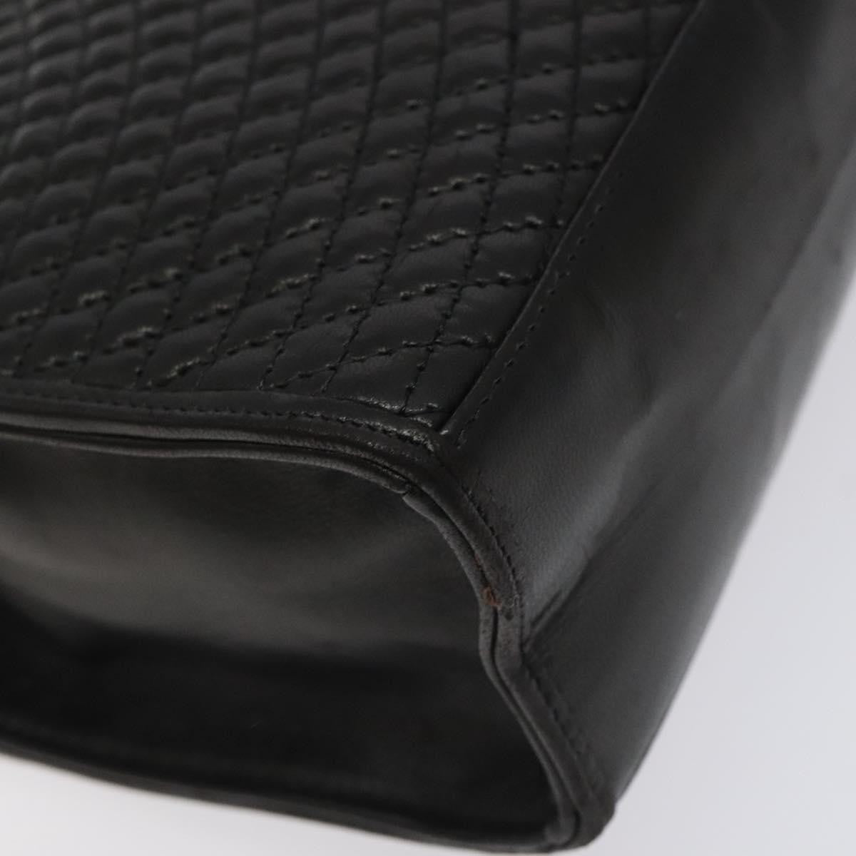 Bally Vintage Quilted Leather Black Leather Handbag (Pre-Owned)