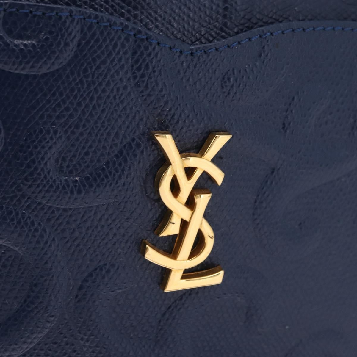 Saint Laurent Overseas Leather Navy Leather Tote Bag Bag (Pre-Owned)